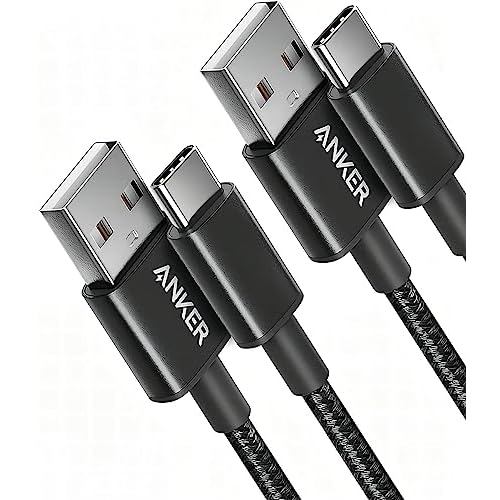 Anker USB C Kabel, Ladekabel USB C Nylon Geflochten Schnellladekabel, USB auf USB C Kabel für Samsung Galaxy S24 S23 S22 Ultra Note 20 iPhone 17 16 15 14 Pro Max iPad MacBook 0,9m+0,9m Schwa