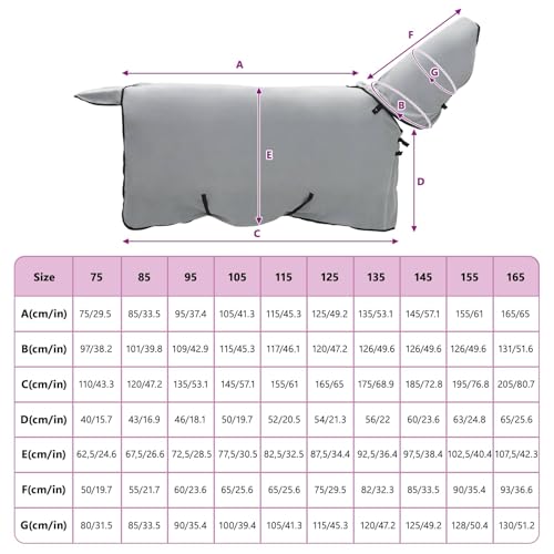 Manta para caballo de exterior y paddock transpirable gris claro y rosa 95 cm 7