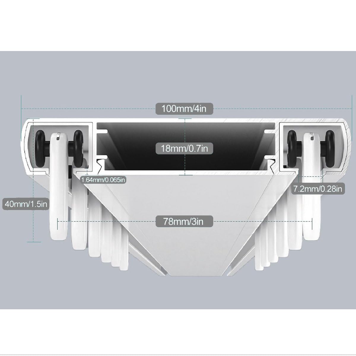 Podwójna szyna szynowa ciężki aluminiowy pręt do przegród pokojowych, do użytku biurowego i szpitalnego, akcesoria Clete 50-600 cm (szary, 450 cm)