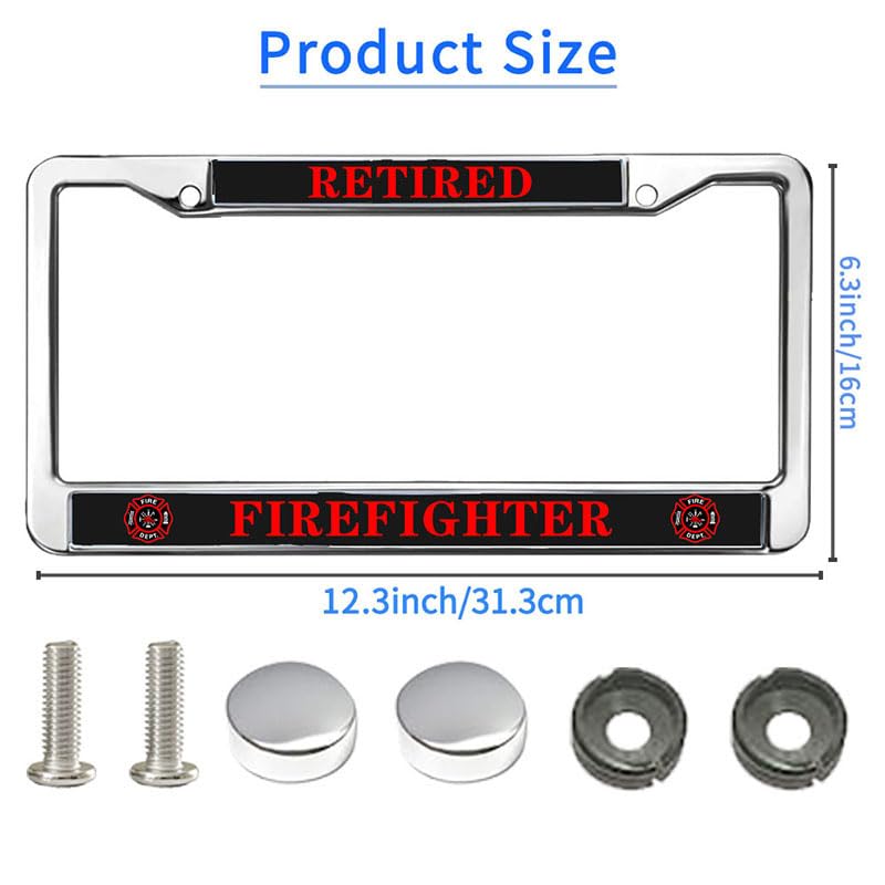 Image of Retired Firefighter Pride Weather-Proof License Plate Frame Firefighter Faith License Plate Frame for Family Members