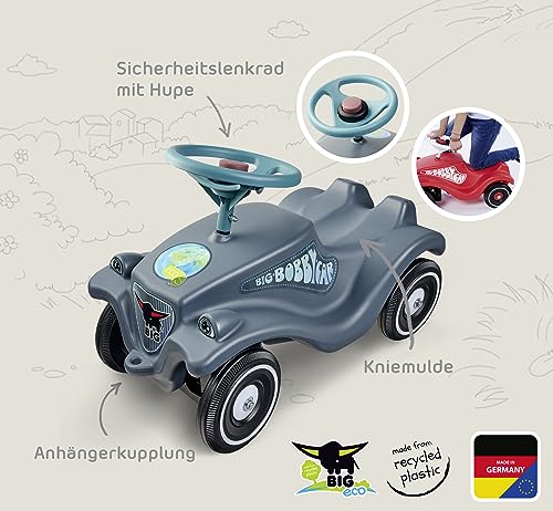BIG Bobby Car Classic Eco - Rutschauto ab 1 Jahr aus Recycling-Material mit Lenkrad und Hupe, für Kinder von 1-5 Jahre (bis 50 kg), Anthrazit mit bunten Aufklebern – Bild 5