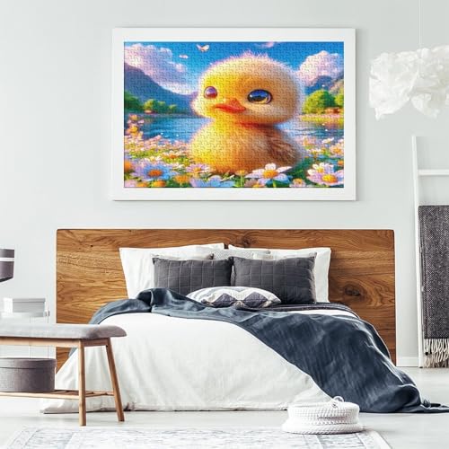 Puzzle de pato amarillo de 1000 piezas para relajarse en familia con un paisaje de lago de 70x50cm 7