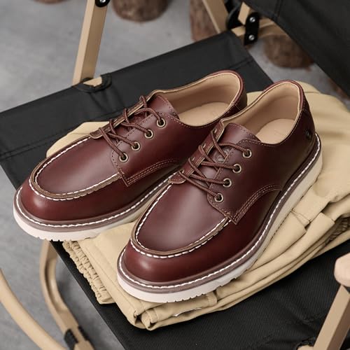 SL-Saint Handgefertigte Herren Soft Moc Toe Lace Up Stylish Stiefel Classic Genuine Good Year-Welted Top Cowhide Schuhe (Braun, Erwachsene, Herren, 43, Numerisch, EU Schuhgrößensystem, Breit)