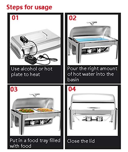 Warmhalteplatte, Speisewärmer Buffet, 9L, Wärmebehälter Buffetwärmer aus Edelstah mit GN Behälter und Wärmeplatte - Elektrische Heizung, Hält die Speisen Schön WarmInvisible Window-Three grids – Bild 6