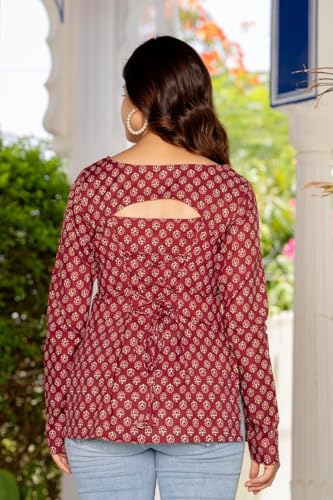 Image of Women's Floral Printed Cotton Kurti Summer Cotton Tunic Top for Girls