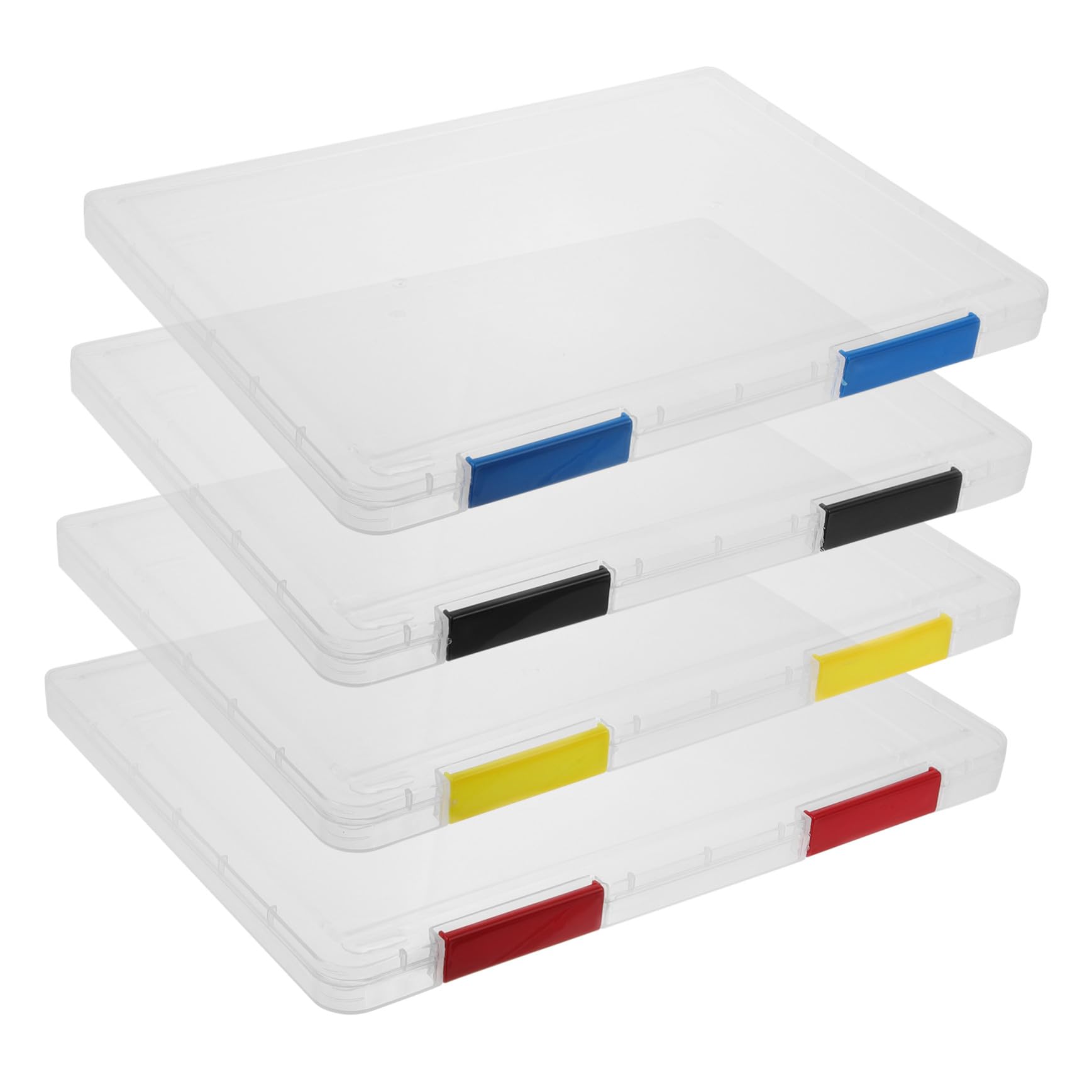 Set 4 Pezzi Scatola per File Trasparente in Plastico Superficie Liscia Non Facile da Deformare, Contenitore Organizzatore per Documenti da Scrivania e Ufficio