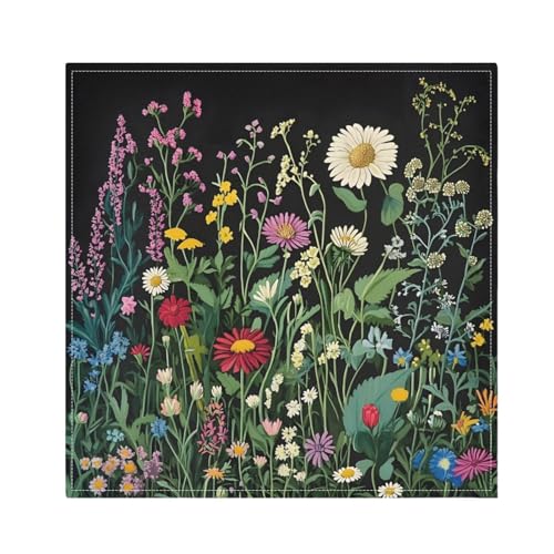 Servilletas de Tela Qilmy Wildflowers Negra Set x6 miniatura 1