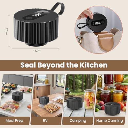 Image of Electric Mason Jar Vacuum Sealer, Upgraded Handheld Vacuum Sealer Kit for Food Storage, Cordless Jar Sealer for Wide & Regular Mouth Jars, Bags, Containers