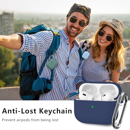 Image of Ljusmicker for AirPods Pro Case Cover with Cleaner Kit,Midnight Blue | Silicone Protective Cover for Apple AirPods Pro 2nd /1st Generation Case with Keychain for Women Men,Shockproof