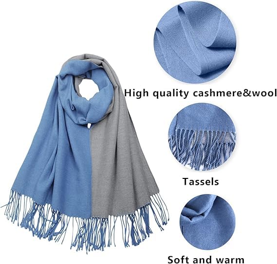 Damen Kaschmir Schal mit Quasten weicher warmer Winter Einwickelschal Größe 200 x 70 cm