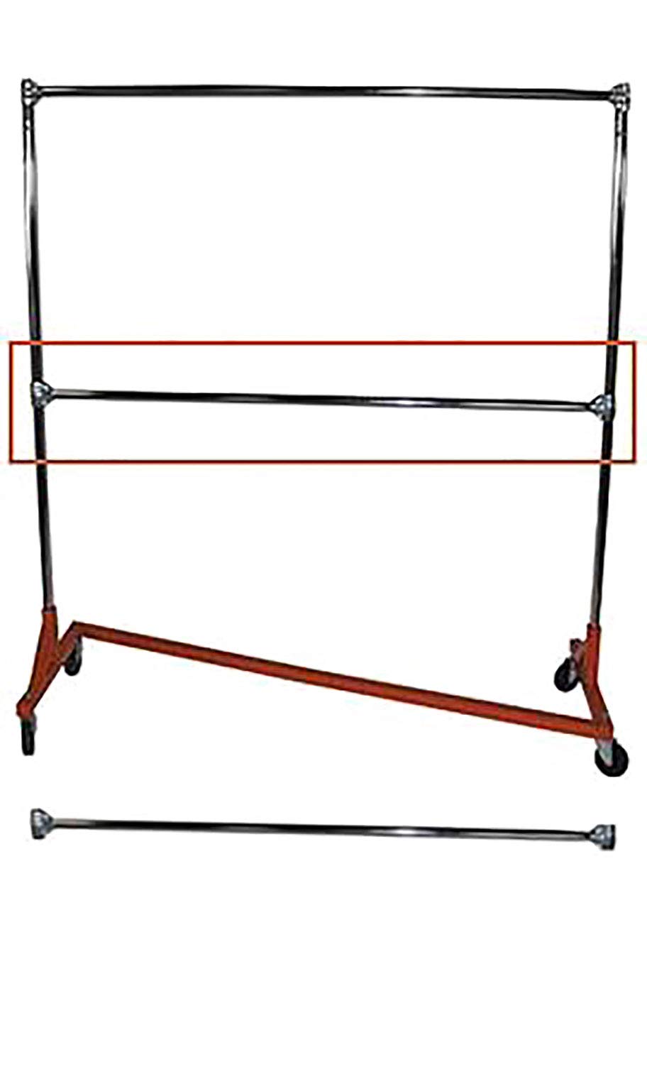 Hang Rail Bar Extra in Chrome for Heavy Duty Z Truck Clothing Racks