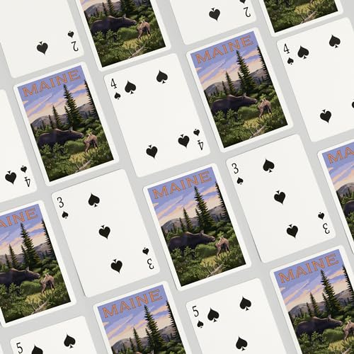 Lantern Press Maine, Moos y Cría, 52 Cartas Póker miniatura 4