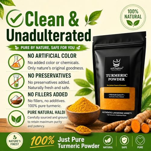 Image of ArtOspices Lakadong Turmeric Powder 250g | 9-12% High Curcumin | Pure Natural Haldi from Meghalaya Jaintia Hills | No Preservatives | Chemical-Free | Premium Daily Cooking Haldi
