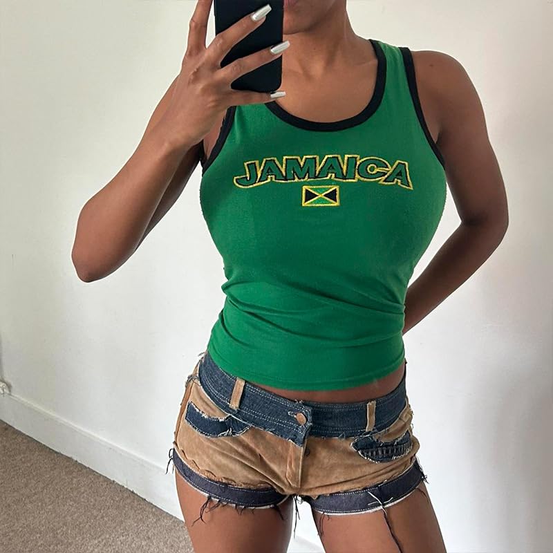 Graphic Baby Tee Mexico Jersey Shirt Tank Tops Women Summer Y2k Sleeveless Crop Top Vintage 2000s Streetwear4