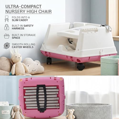 Image of Baybee 4 in 1 Convertible High Chair for Kids | Foldable Baby Feeding Chair with Safety Harness, Adjustable Tray, Booster Seat | Easy to Clean, Portable Dining Chair (Pink)