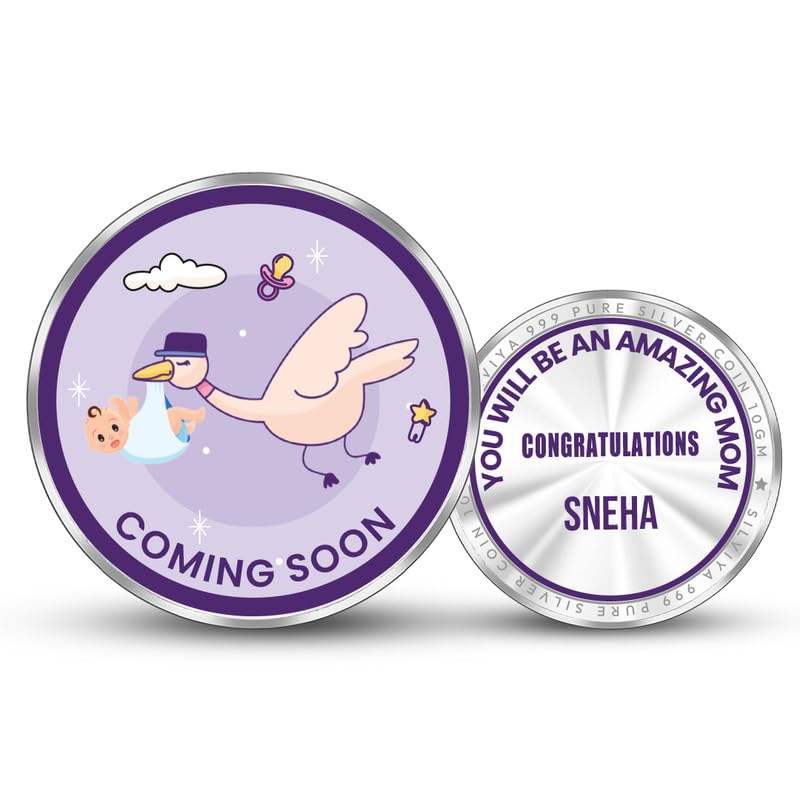 Silviya BIS Hallmarked Personalized "Baby Shower" 999 Pure Silver Coin (10 Gram) - Round Shape - With Message Card - Unique Gift for Expecting Parents - Baby Shower Gift - Newborn Gift (B0D6GQ1757) Amazon Price History, Amazon Price Tracker