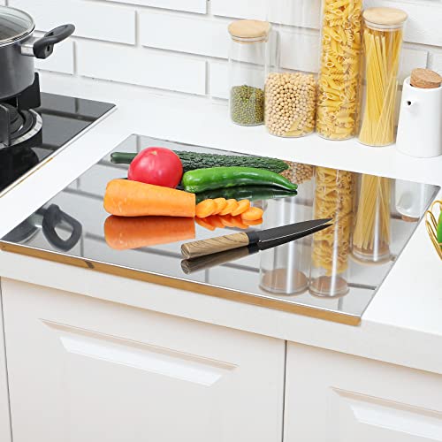 Hicarer 19.7 X 15.7 Inch Stainless Steel Cutting Board Large Cutting Boards For Kitchen Anti Slip Dough Pastry Board Cover Chopping Heavy Duty Kneading Board Mat With Lip For Countertop Vegetables #TOP4