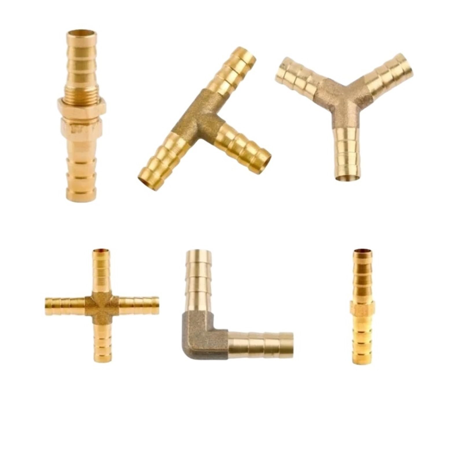 Messing-Rohrverschraubungen, verschiedene Ausführungen, Schlauchanschlussadapter, Größen (T-Stück, 3-Wege, 5-mm-Schlauchanschluss)(Y 3 Way,12mm Barb)