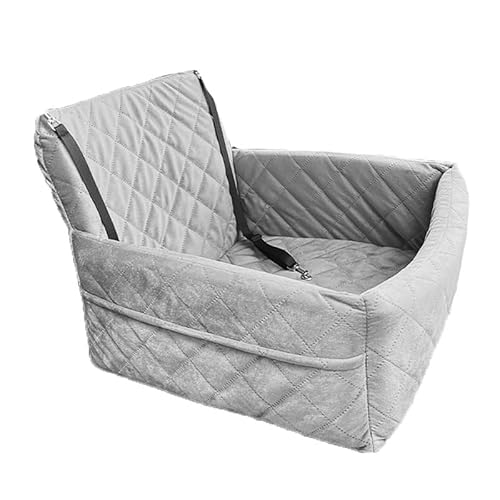 WEZANHI 小型犬用カーシート、取り外し可能、飛び出し防止、旅行用犬用ベッド、洗える寝袋マット (グレー)