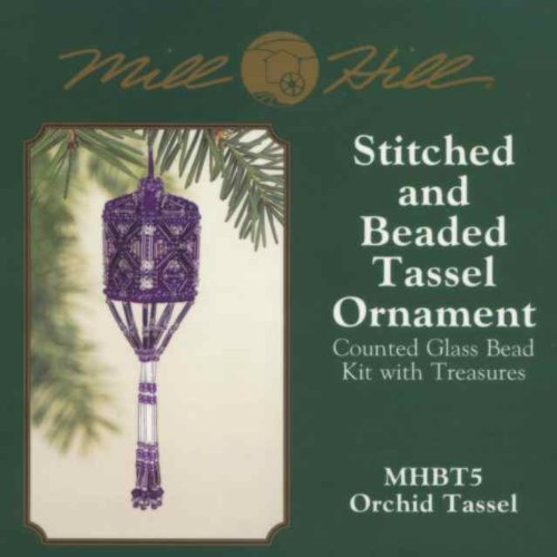 Image of Orchid Beaded Tassel Mill Hill Cross Stitch Charmed Ornament Kit