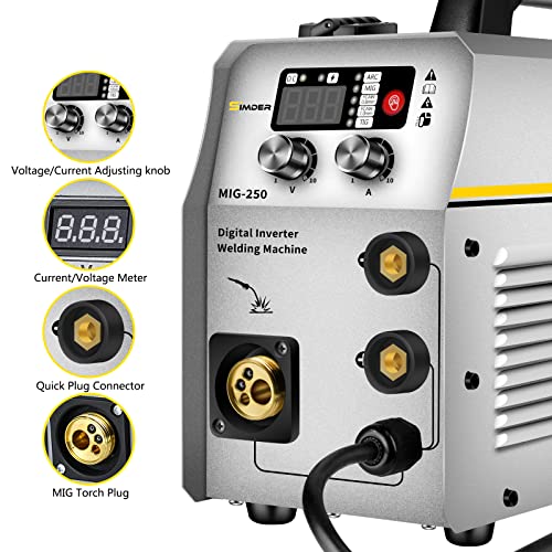 Ssimder Mig Welder 250 Gas Gasless Mig Welding Machine 110V/220V Dual Voltage Flux Core Welder Mig/Mag/Tig/Arc 4 In 1 Igbt Inverter Welder… #TOP1
