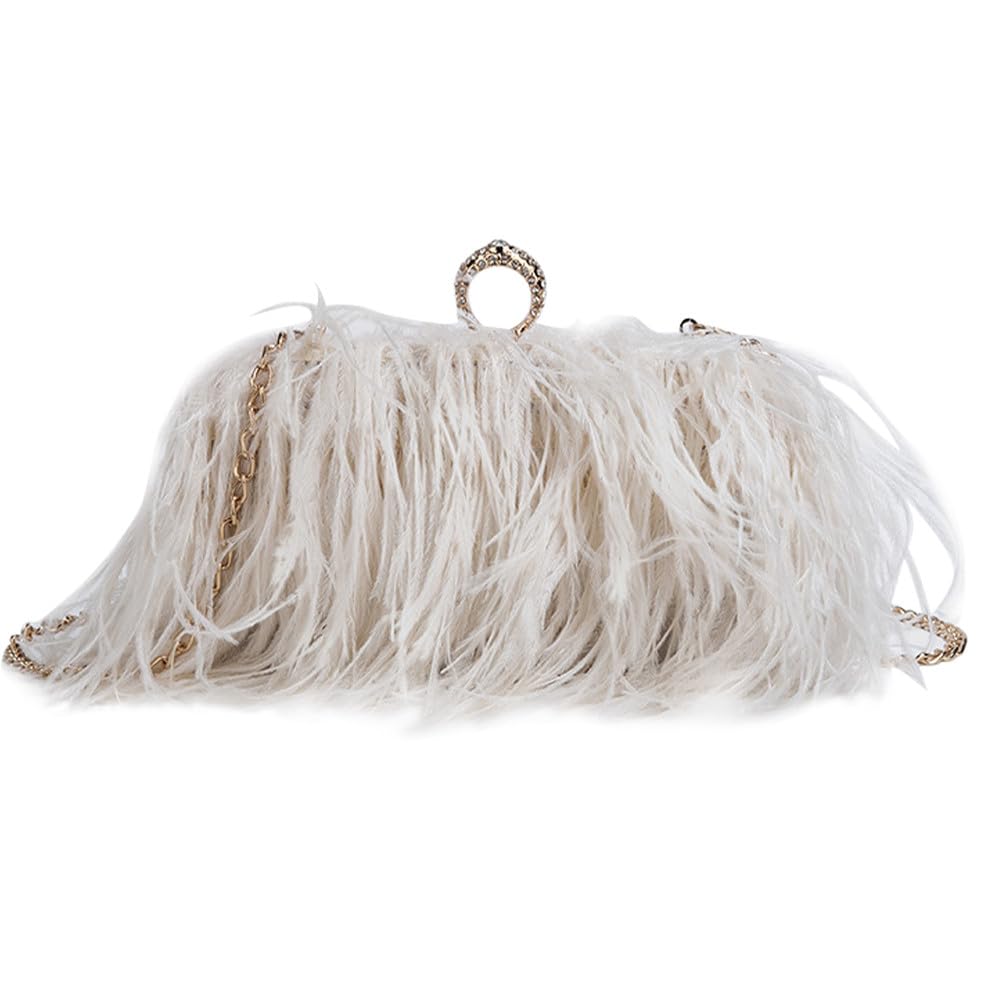 Donne Struzzo Piuma Borsa Tote Bag Crossbody Spalla Soffice Borsa Del Partito Borsa Da Sera per Anniversario di Nozze