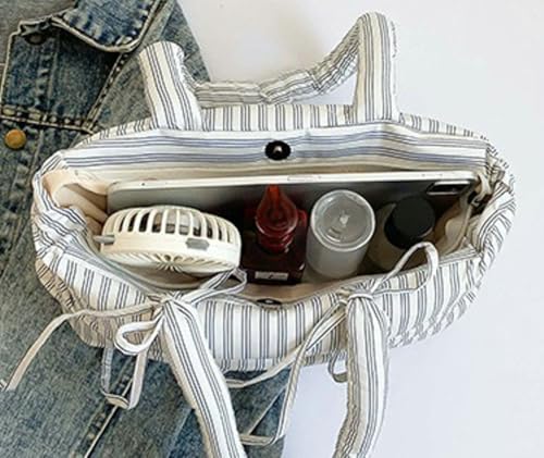 Sweet Stripe Bow Tie Winter Tote Bag Large Capacity Underarm Bags Outside Trip Work Shoulder Bag for Women 20253