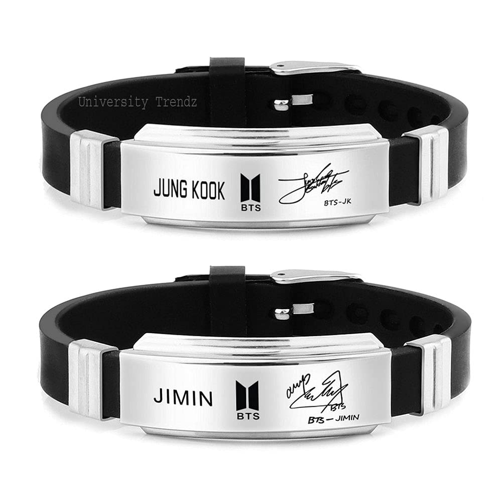 University Trendz BTS Jung Book & Jimin Signature Stainless Steel Silicone Wristband Unisex Bracelet (Pack of 2) For Unisex Adult (B09HN6QTVL) Amazon Price History, Amazon Price Tracker