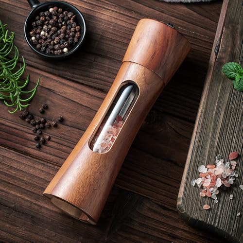 Eaireys Wooden Salt And Pepper Grinder Set With Tray, 8 Inch Manual Salt & Pepper Shakers With Adjustable Coarseness, Salt And Pepper Mills thumb #1