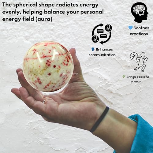 Image of Certified Cinnabarite Crystal Ball for Meditation - Premium Crystal Vastu Items for Home and Feng Shui Items for Good Luck - Ideal for Pooja Supplies and Spiritual Practices (2 inch Inch)
