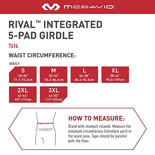 image for McDavid Rival Integrated 5-Pad Girdle, Durable & Breathable Padded Sup
