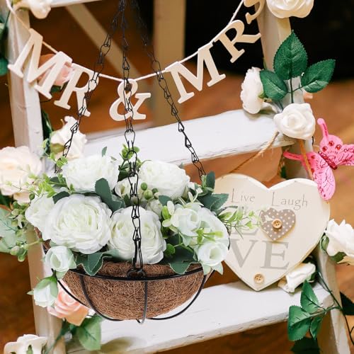 Panier suspendu artificiel fleurs blanches extérieur résistant - 7