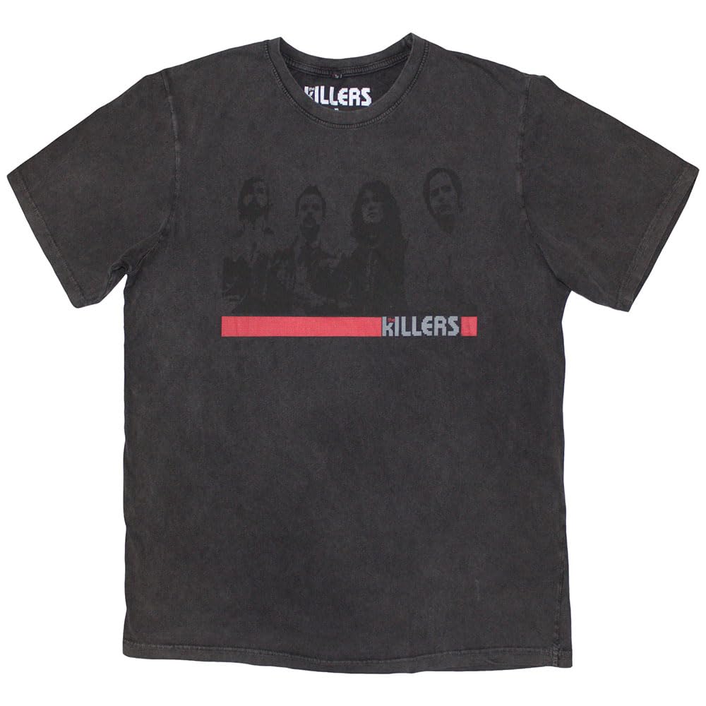 Rock Off Officially Licensed Products Men's Charcoal The Killers Band Photo Mono Limited Edition 999 Only Premium Wash T Shirt L