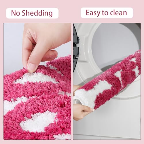 Image of TOIVO You Look Good Bath Mat - Stylish Funny Pink Bathroom Rug with Cute Words, Absorbent & Non-Slip - 25x21 inch (RED)