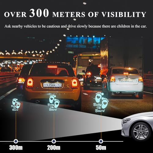 Image of Baby on Board Car Sticker, High Intensity Reflective Baby on Board Footprint Safety Warning Decal, Waterproof Kids on Board Baby in Car Feet Decal Sticker for Bumper (Light Blue)