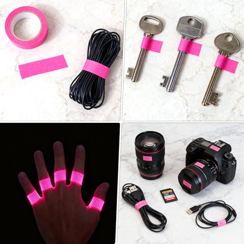 TMZELOA Neon Klebeband 2 Rollen 1,5cm x 5m – fluoreszierendes Klebeband rosa UV Tape stark haftend rückstandsfrei, neon tape für Party Deko, Bühne, Tanzstudio, DIY Markierungsband, Gaffer Tape Neon