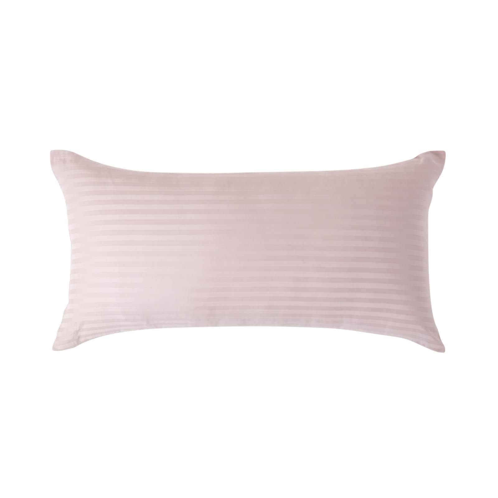 HOMESCAPES Dusky Pink Pure Egyptian Cotton Euro Size Pillowcase 40 x 80 cm 330 TC 500 Thread Count Percale Equivalent Satin Stripe Pillow Case with Zip Pack of 2 โ image 1