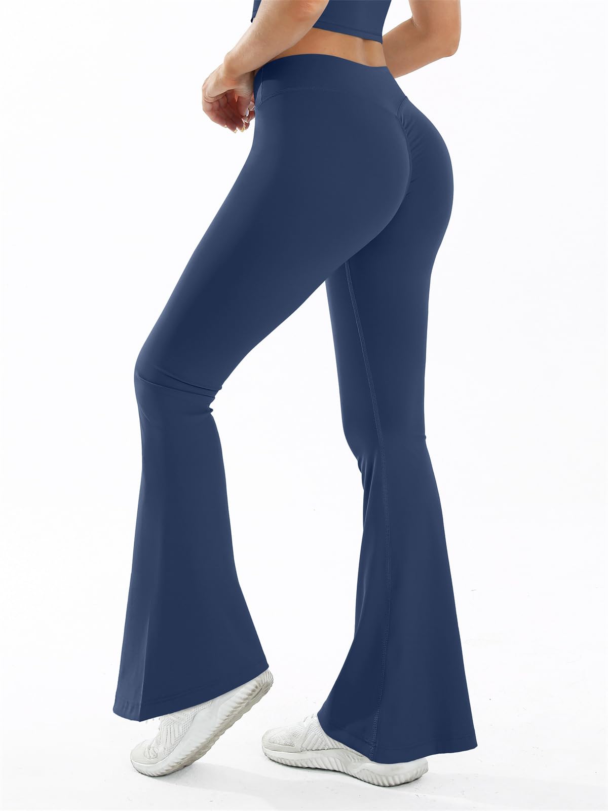 Bootcut Jazzpants damskie spodnie do jogi, podnoszące biodra, w kolorze skóry, skrzyżowane spodnie do jogi z wysoką talią, wąskie, szybkoschnące, swobodne spodnie sportowe z szerokimi nogawkami