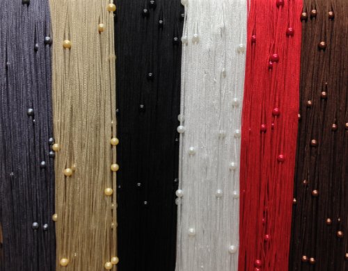 Rideau de fil Noir avec perles Rideau de porte Décoration (90cmx200 cm)