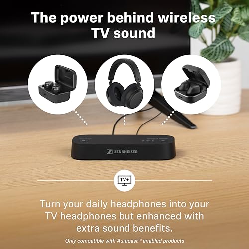 Image of Sennheiser BTA1 TV Transmitter for Bluetooth Auracast Wireless Headphones - Built-in Virtual Surround Sound and Speech Clarity Modes, HDMI, Optical, Analog Connections, up to 50-Meter Wireless Range