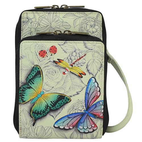 Anna by Anuschka Women's Original Hand-Painted Leather Small Organizer Crossbody