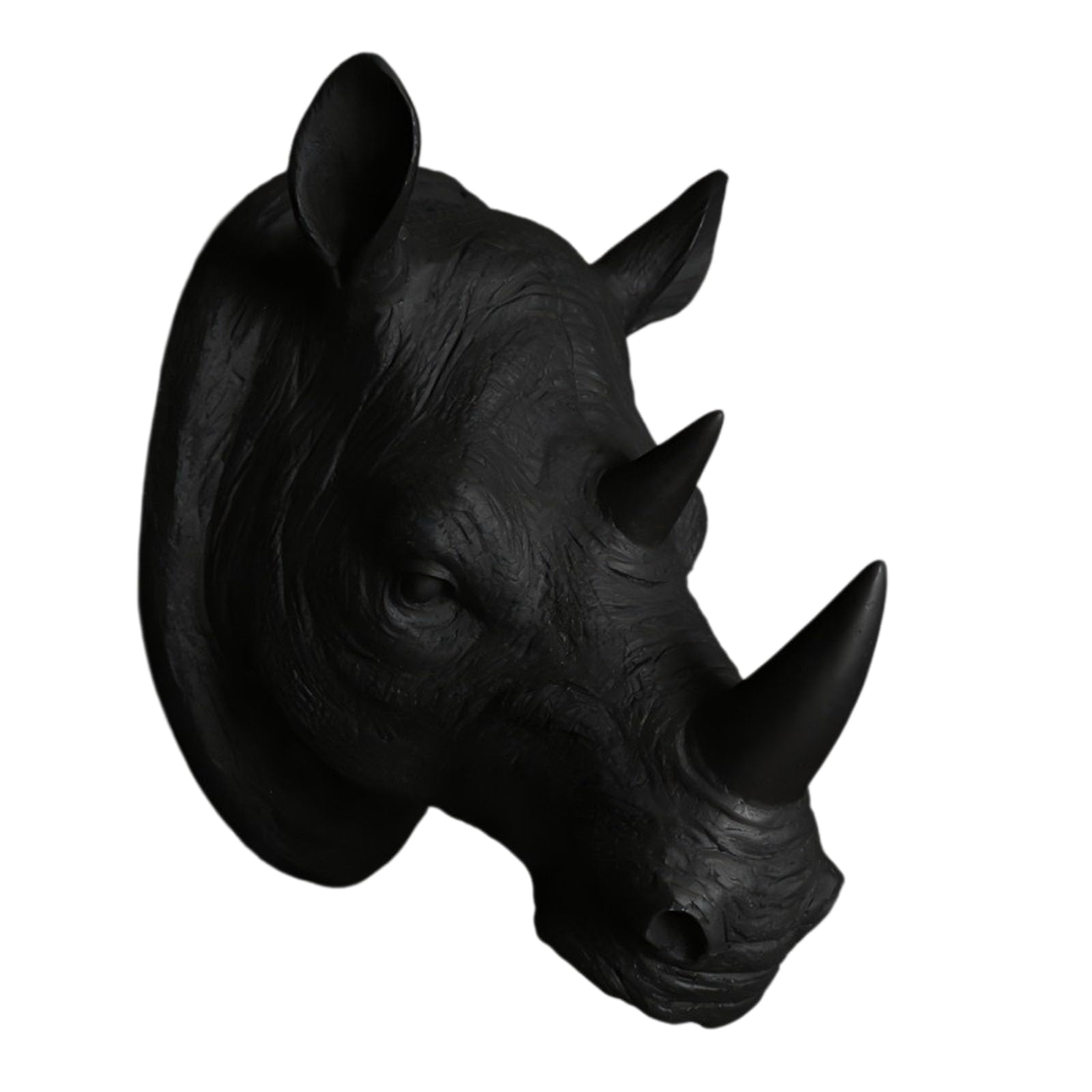 YXCQHZM 3D Resin Animal Rhinoceros Statue - Rhino Head Hanging Wall Decor - Majestic Noble Figurine for Wild Animal Lovers (black)