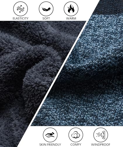 Image of LLdress Mens Knit Cardigan Sweaters Sherpa Lined Full Zip Hoodie With Pockets