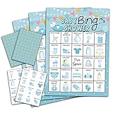 Blue Baby Shower Bingo Game, Party Games with 24 Players, Family Activities, Bingo Cards for Kids Sc