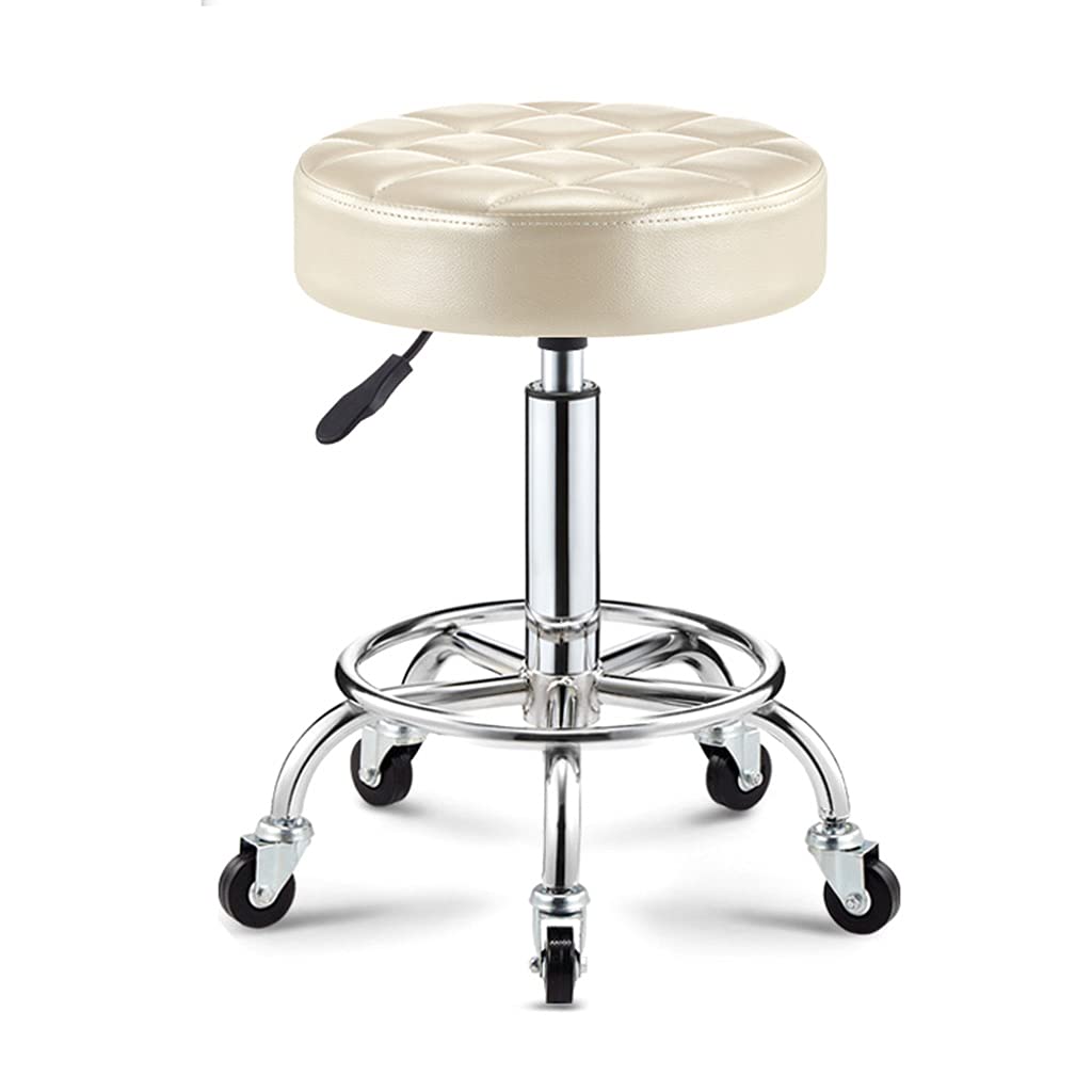 Tabouret de salon rond à roulettes réglable bleu pour esthétique