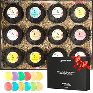 Grace & Stella CO. Bad bommen cadeau set – Ultra weelderig etherische olie handgemaakte SPA fizzies-ontspanning in een Box – beste cadeau-idee 8 XL, , 120 G, ,