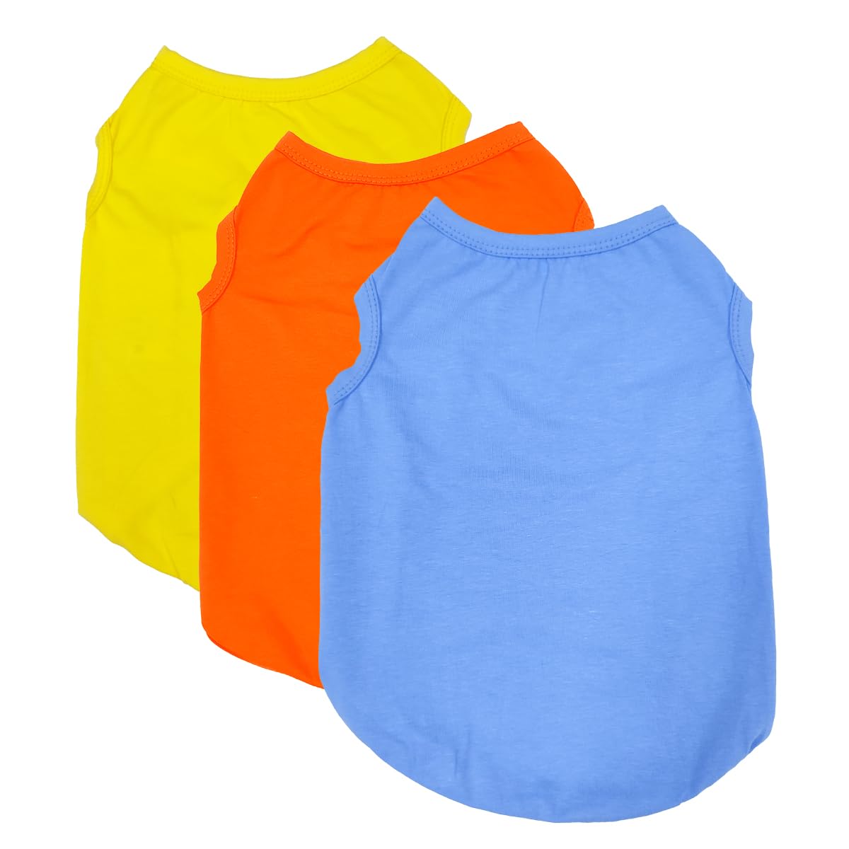 Pack of 3 Dog Shirts for Small Dogs, Summer Soft Cotton T-Shirt, Dog Soft Tank Top, Sleeveless Vest, Dog T-Shirt for Small, Medium Dogs, Cats, Clothing (Orange, Yellow, Light Blue (2XL) โ image 1
