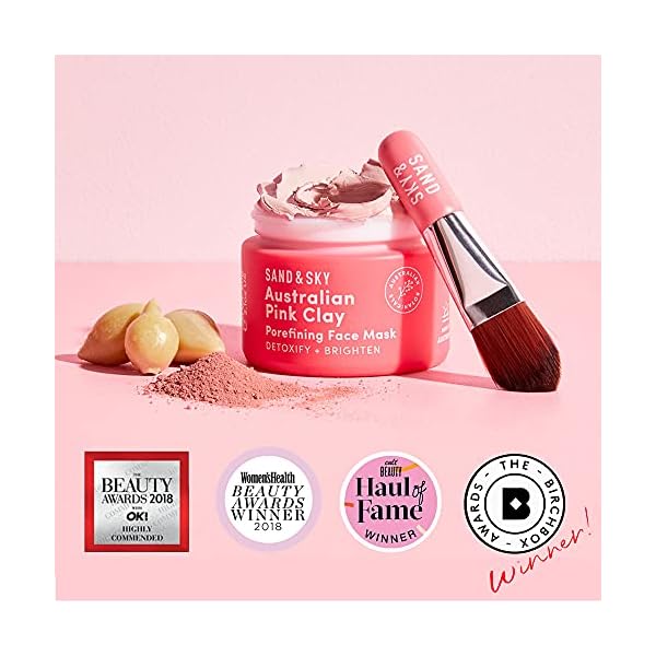 Sand & Sky Australian Pink Clay Porefining Mask for Blackheads. Evens skin tone.