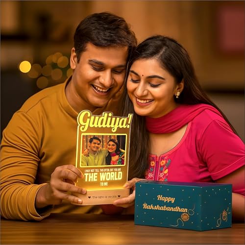 Image of ZOCI VOCI Rakshabandhan Gift for Sister, Cousin Or Sibling Acrylic Personalized Engraved Led Photo Lamp - | Unique Rakhi Gift for Brother (Gudiya, Lamp Only), Transparent