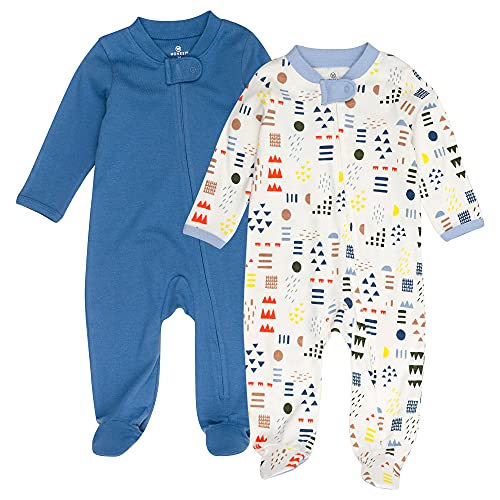 Image of HonestBaby Baby 2-Pack Organic Cotton Footed Pajama Sleep & Play